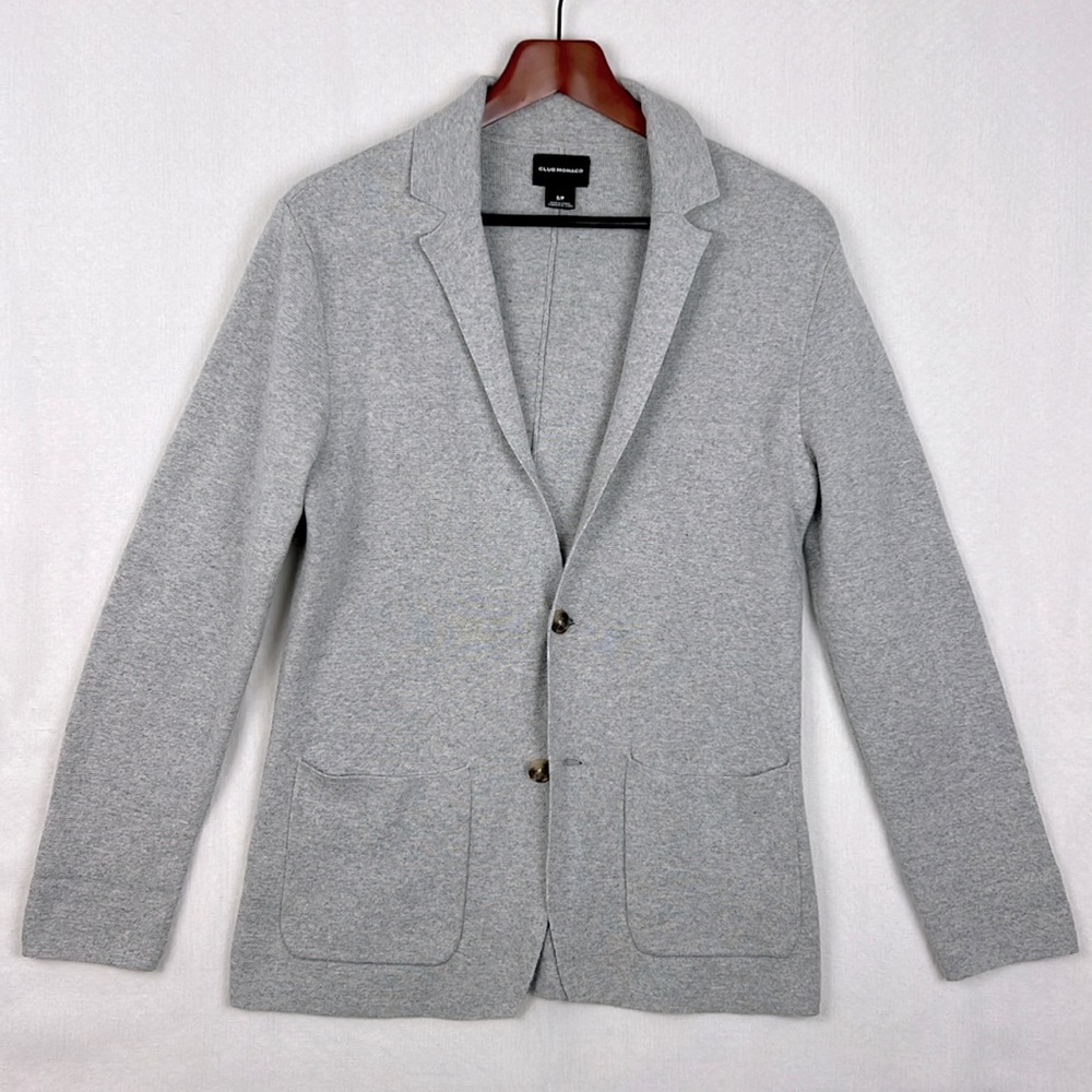 CLUB MONACO Men's Sweater Cardigan Grey Silver Knit Sz.S 100% cotton soft unisex